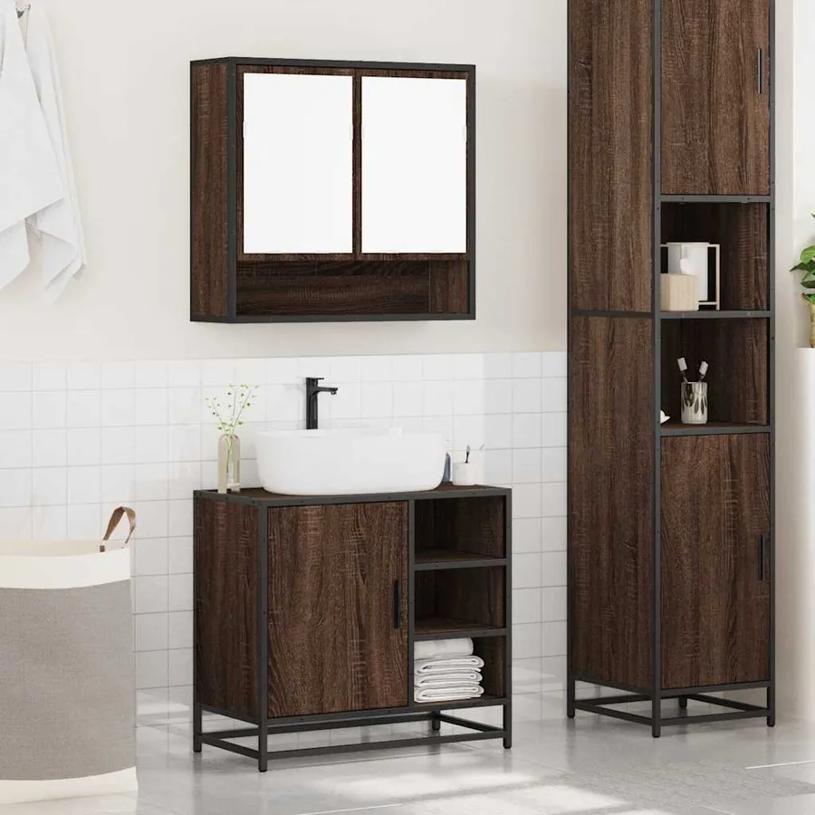 Ensemble de meubles de salle de bain 2 pcs Chêne marron - 3