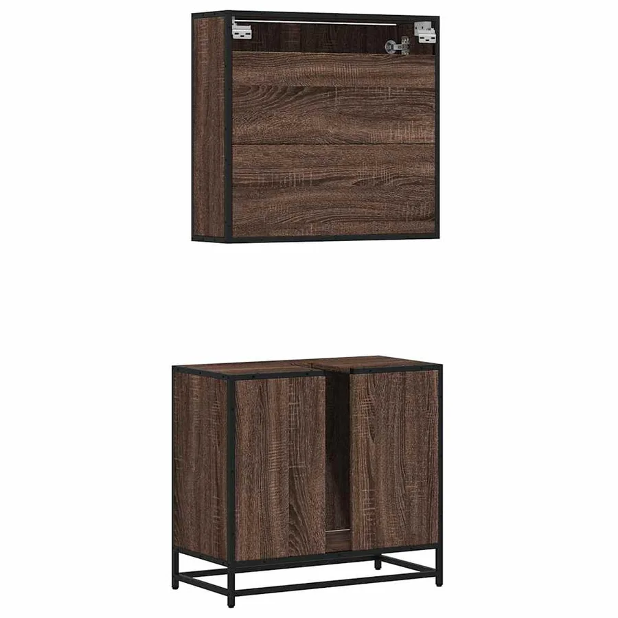 Ensemble de meubles de salle de bain 2 pcs Chêne marron - 7