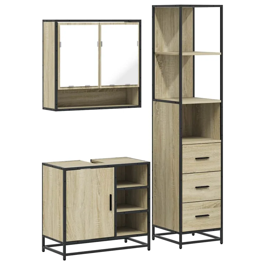 Ensemble de meubles de salle de bain 3 pcs chêne sonoma - 2