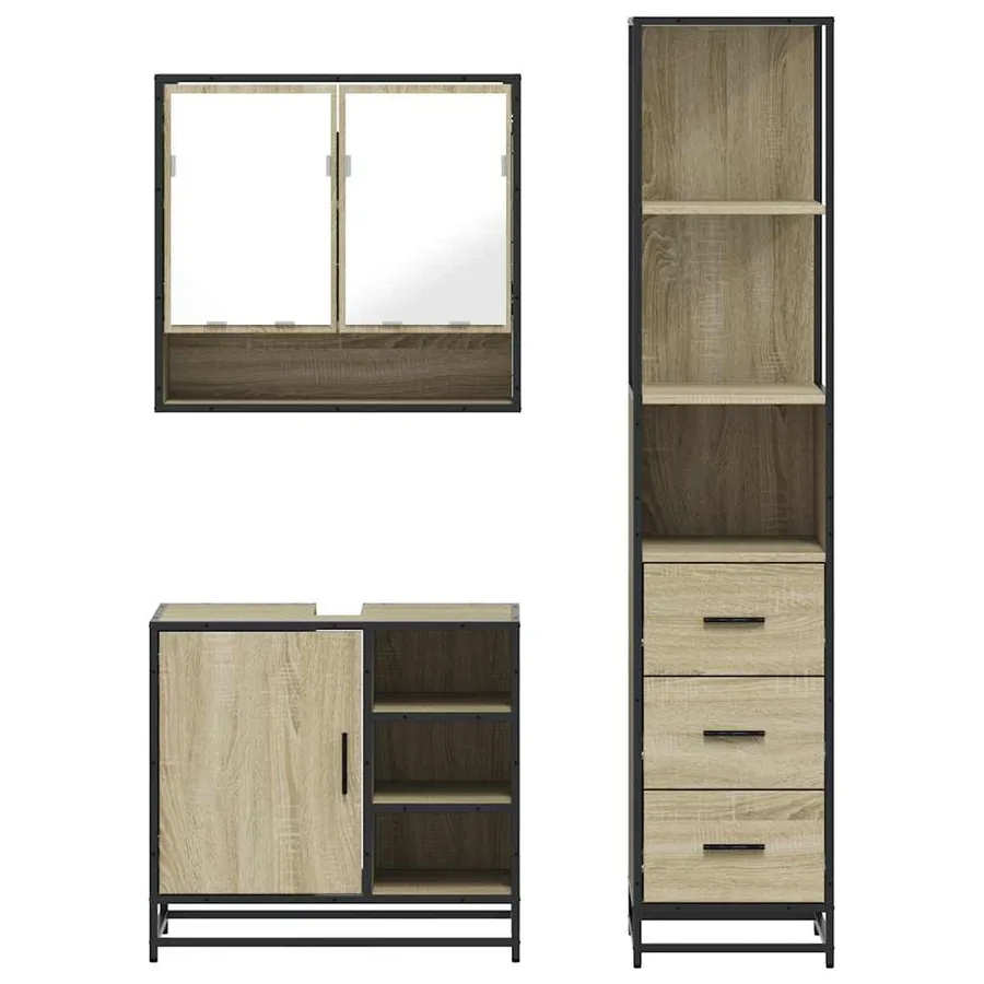 Ensemble de meubles de salle de bain 3 pcs chêne sonoma - 5