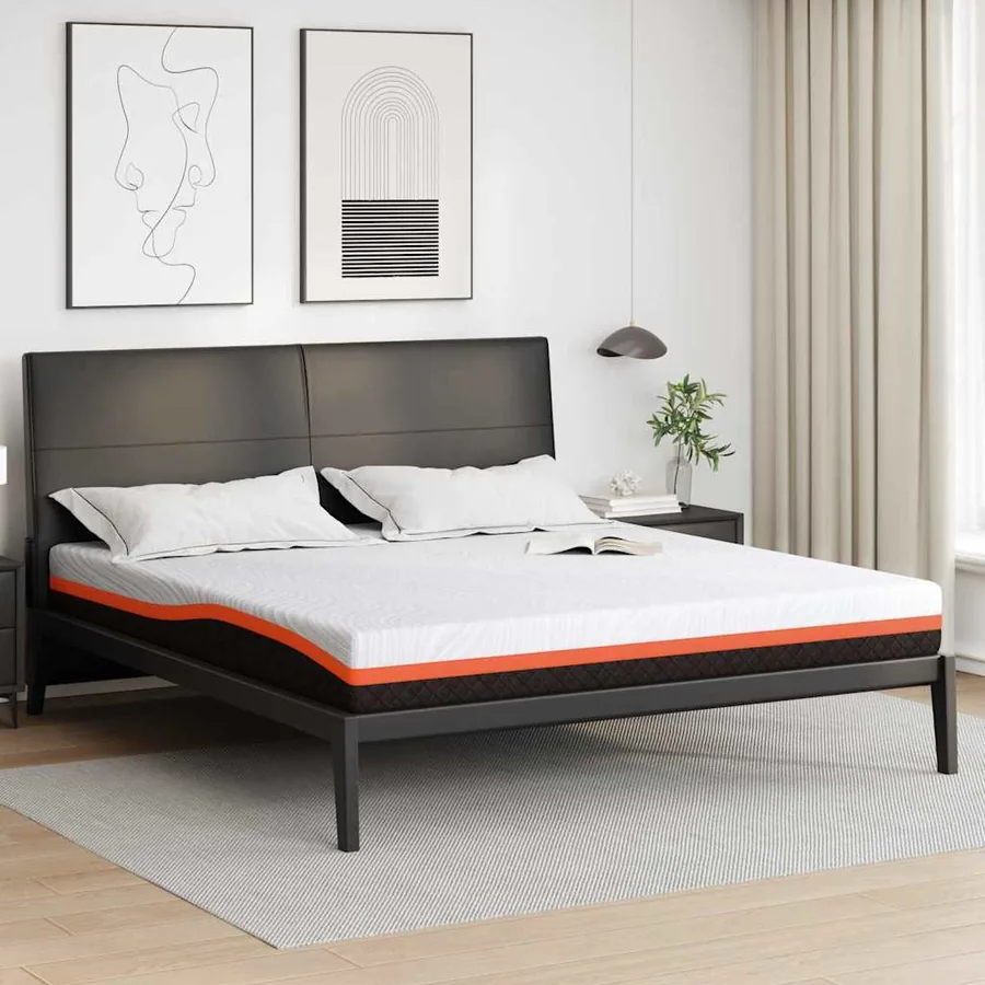 Matelas Blanc et Noir 180 x 200 cm Tissu jacquard