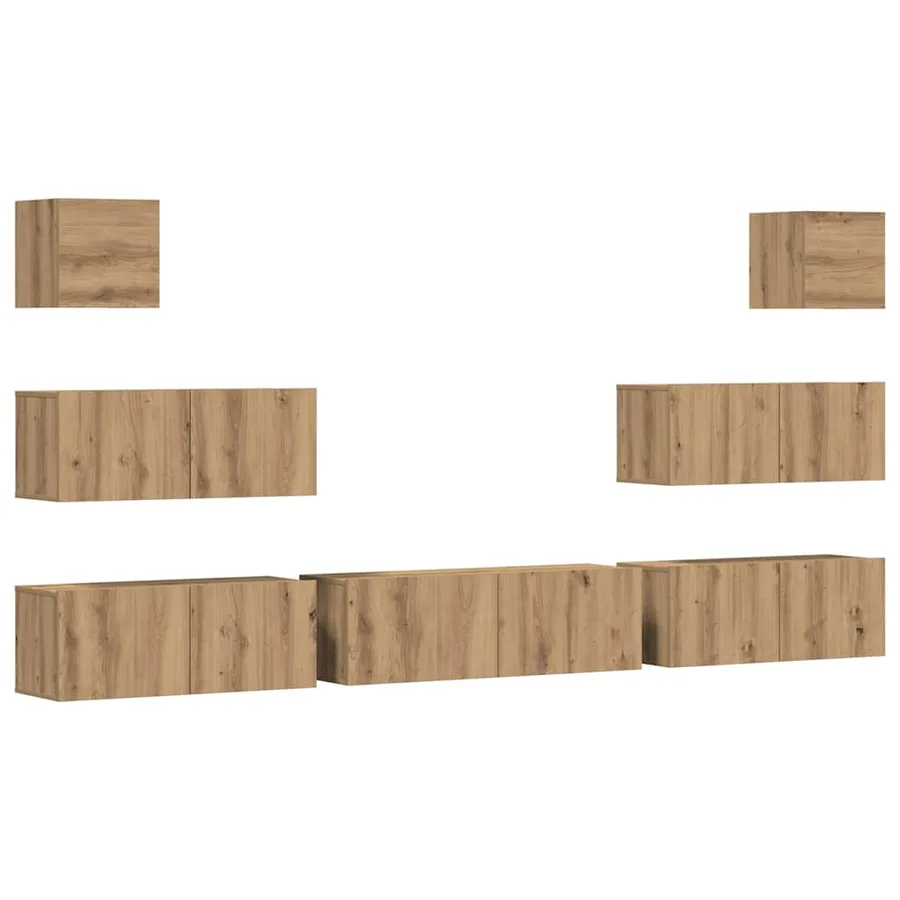 Ensemble de meuble TV mural 7 pcs chêne artisanal - 2