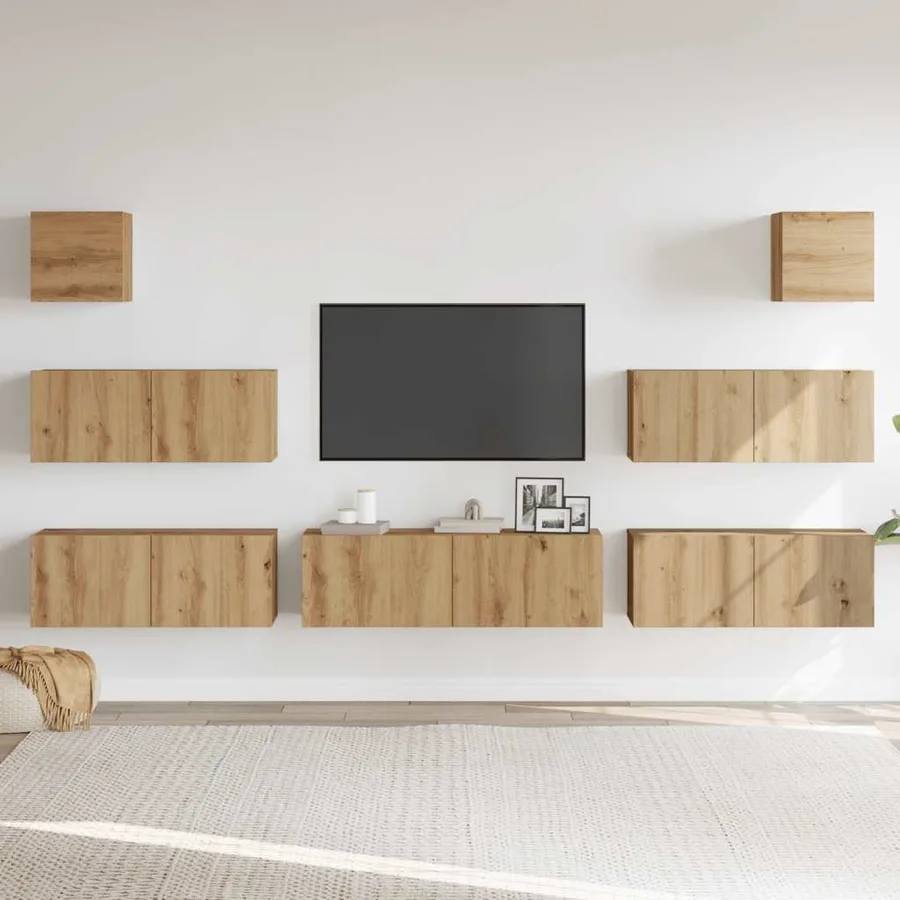 Ensemble de meuble TV mural 7 pcs chêne artisanal - 3