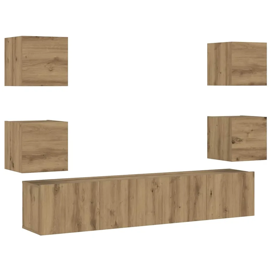 Meubles TV muraux 6 pcs chêne artisanal bois d'ingénierie - 2