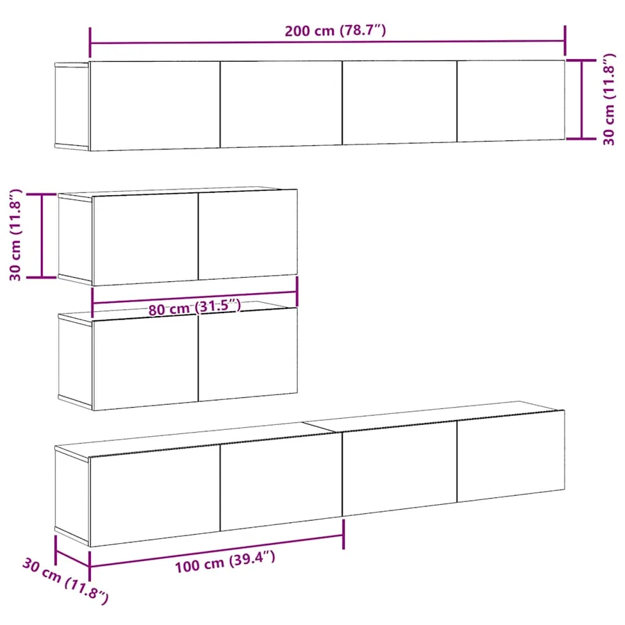 Ensemble de meuble TV mural 6 pcs chêne artisanal - 9