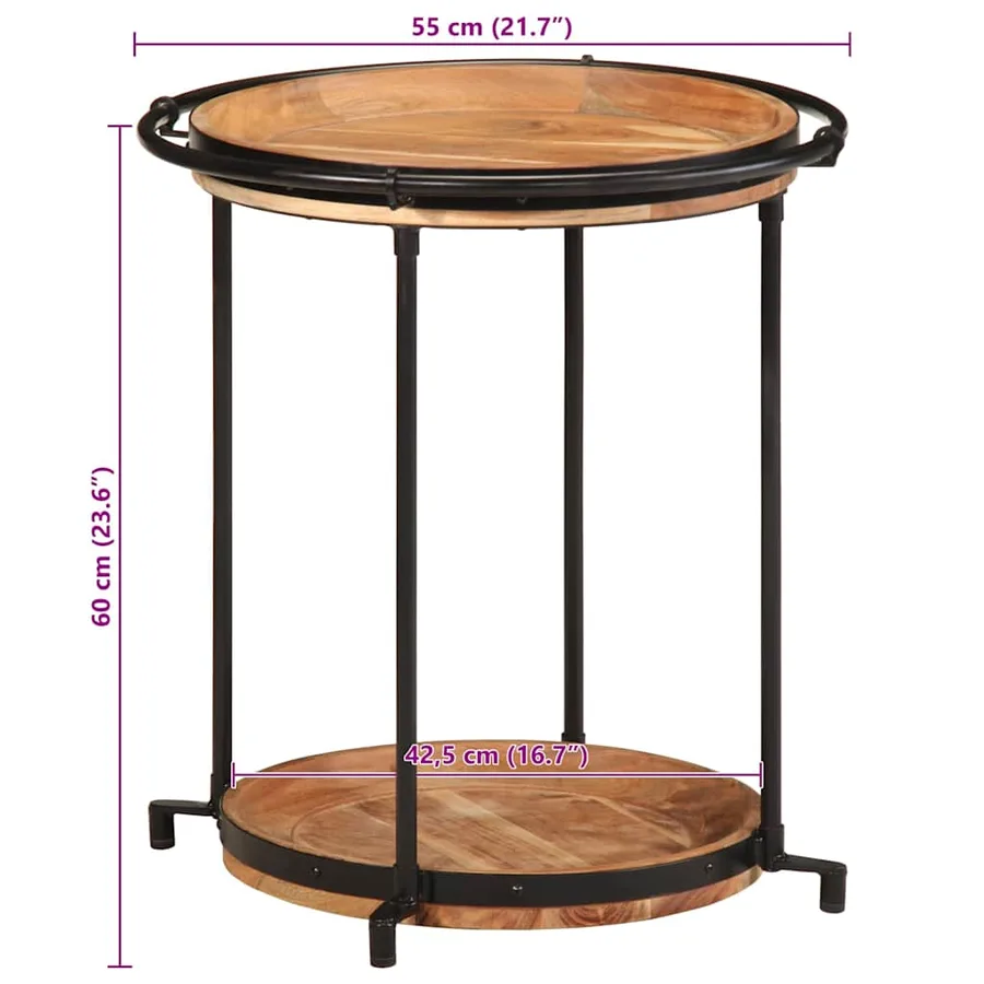 Table d'appoint Ø55x60 cm bois massif d'acacia - 8