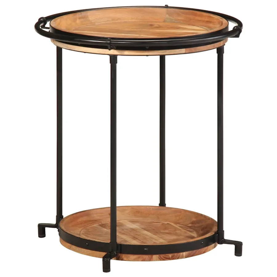 Table d'appoint Ø55x60 cm bois massif d'acacia - 9