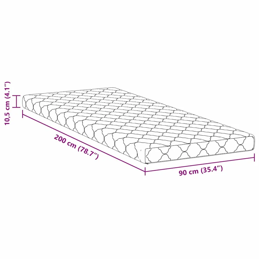 Matelas Blanc 90 x 200 cm Tissu jacquard - 11