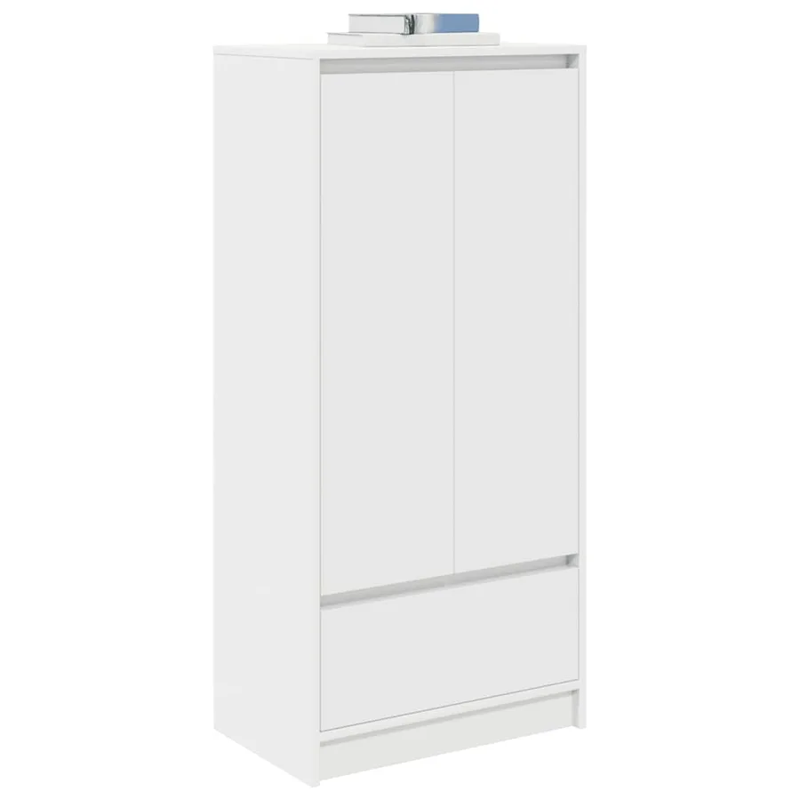 Armoire avec tiroir blanc 55,5x34x119,5 cm bois d'ingénierie - 4