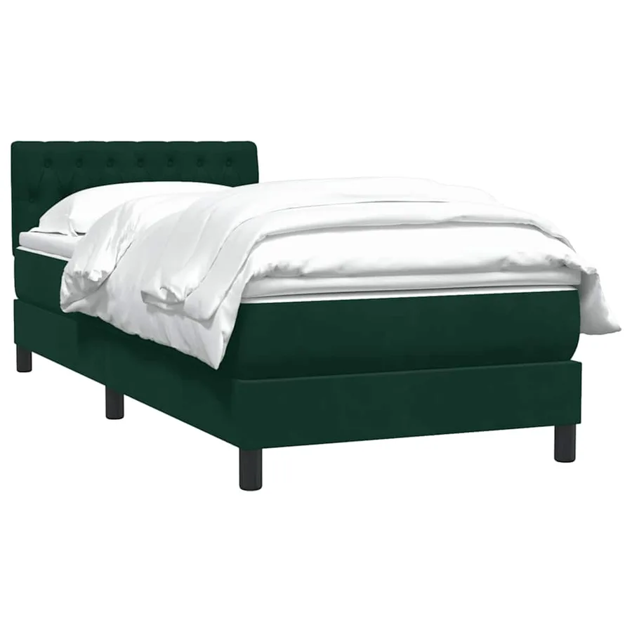 Sommier à lattes de lit et matelas vert foncé 90x210 cm velours - 3