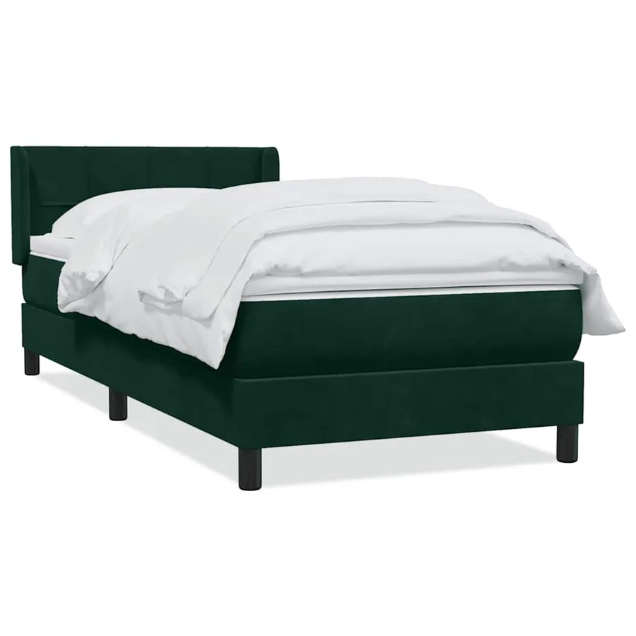 Sommier à lattes de lit et matelas vert foncé 90x210 cm velours - 2