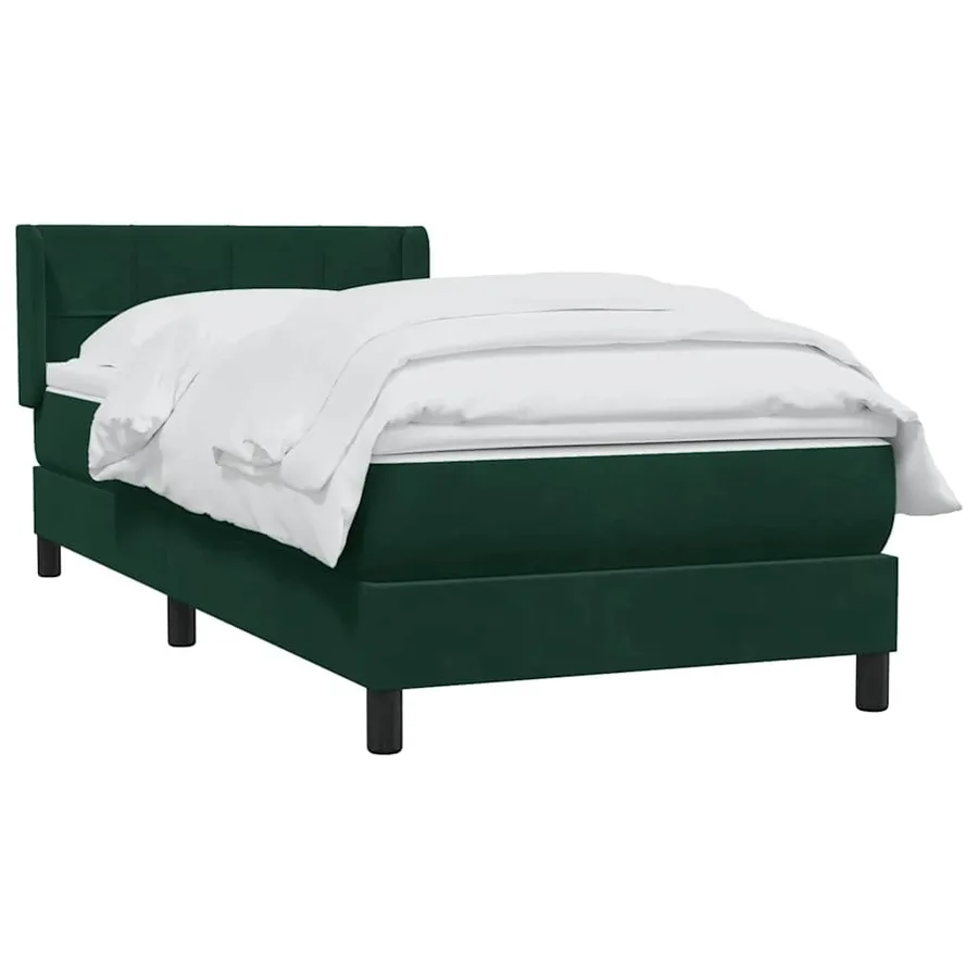 Sommier à lattes de lit et matelas vert foncé 90x210 cm velours - 3