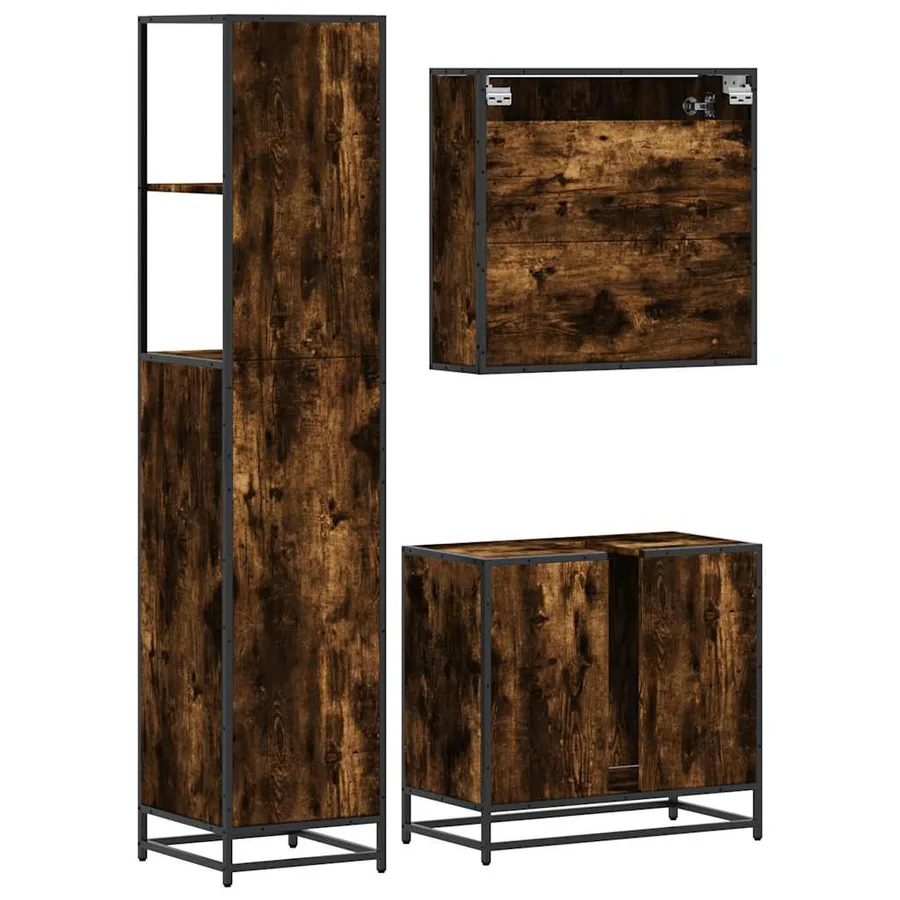 Ensemble de meubles de salle de bain 3 pcs Chêne fumé - 7