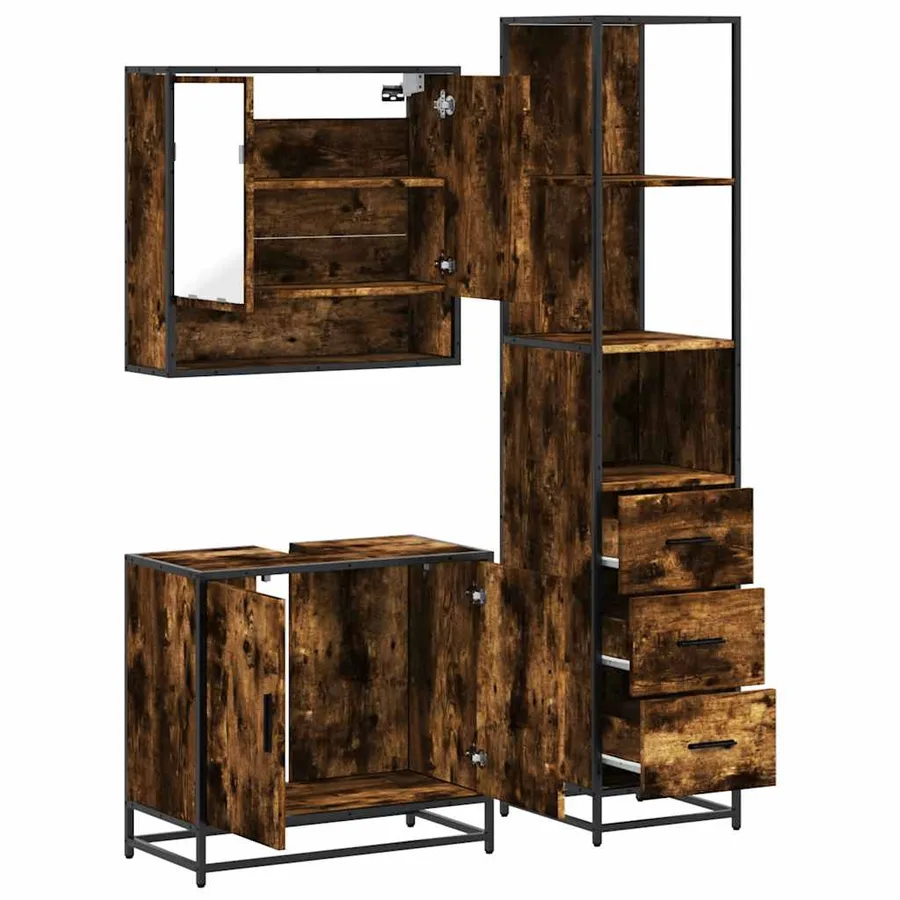 Ensemble de meubles de salle de bain 3 pcs Chêne fumé - 8