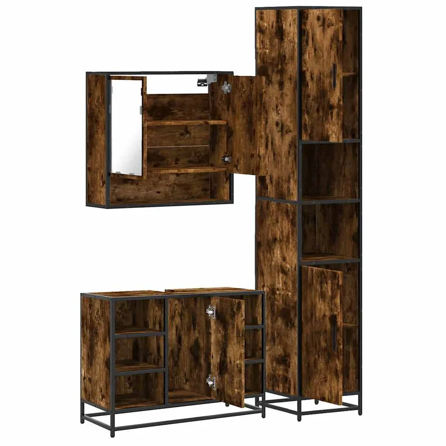 Ensemble de meubles de salle de bain 3 pcs Chêne fumé - 8