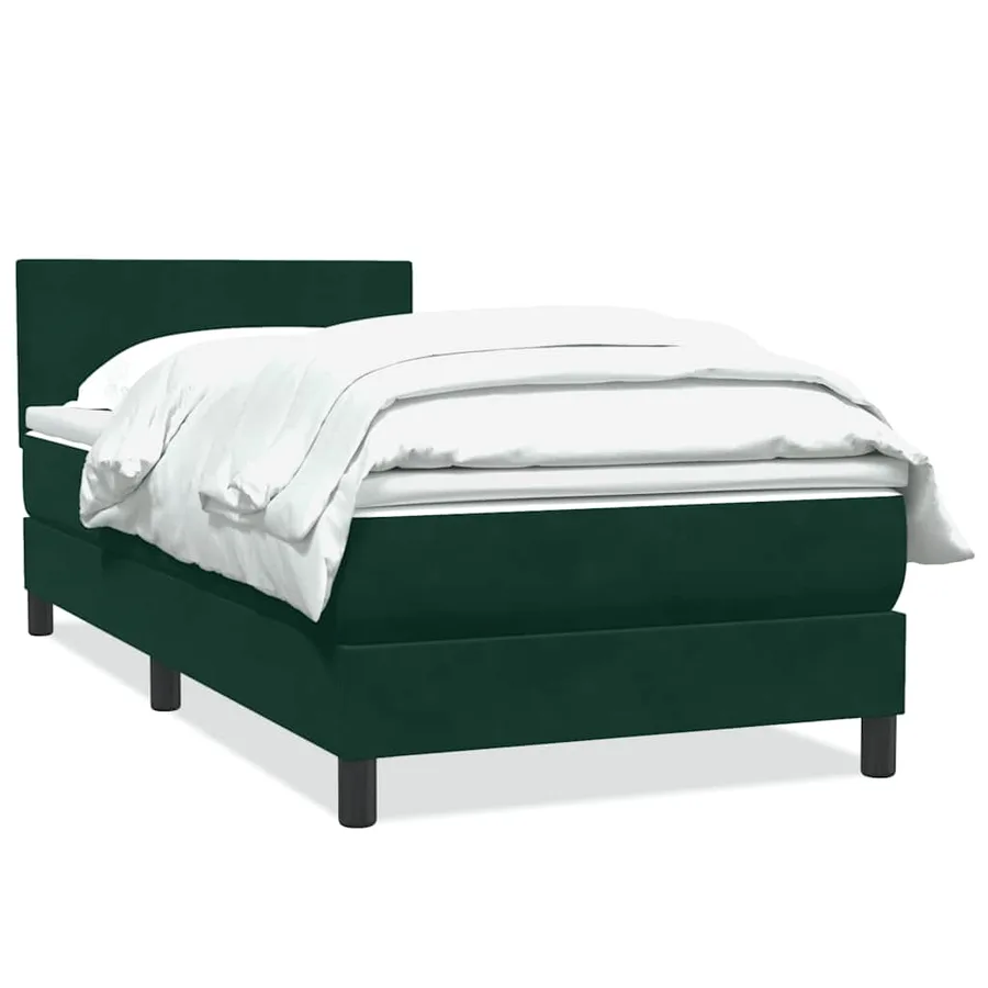 Sommier à lattes de lit et matelas vert foncé 90x210 cm velours - 2