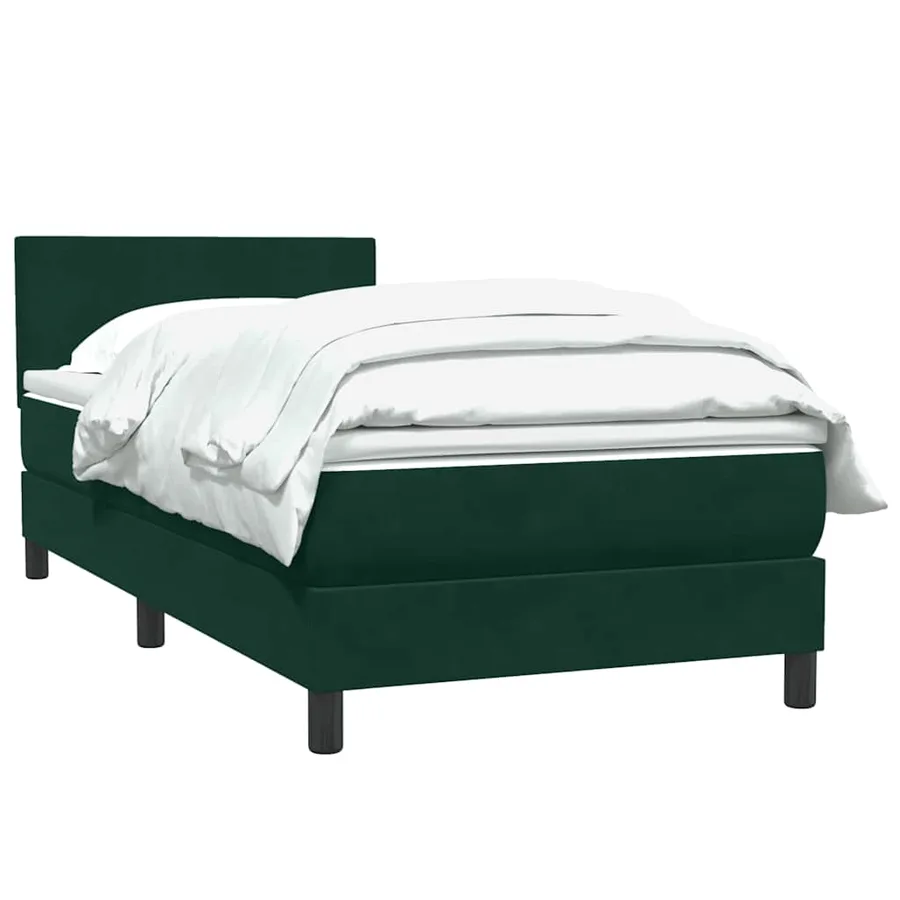 Sommier à lattes de lit et matelas vert foncé 90x210 cm velours - 3