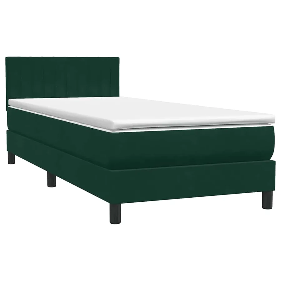 Sommier à lattes de lit et matelas vert foncé 90x210 cm velours - 2