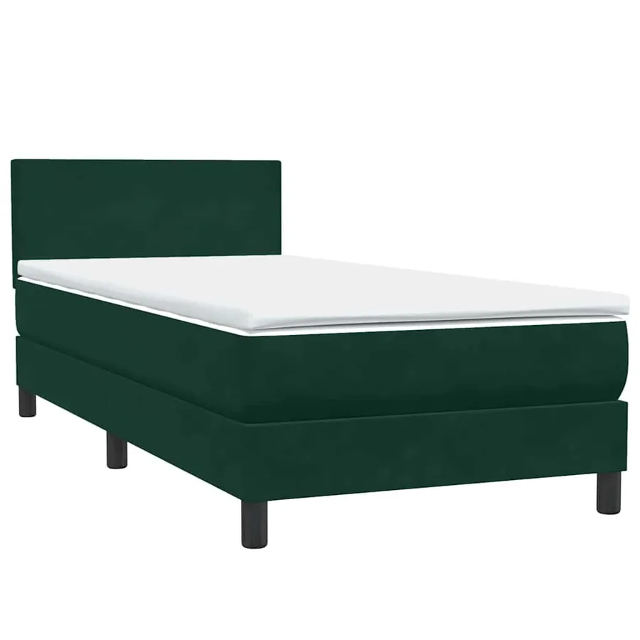 Sommier à lattes de lit et matelas et LED vert foncé 90x210 cm velours - 5