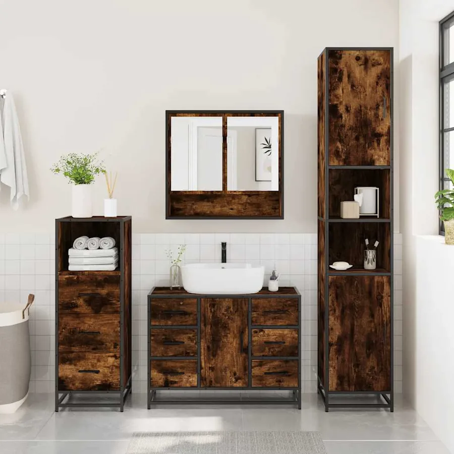 Ensemble de meubles de salle de bain 3 pcs Chêne fumé - 3