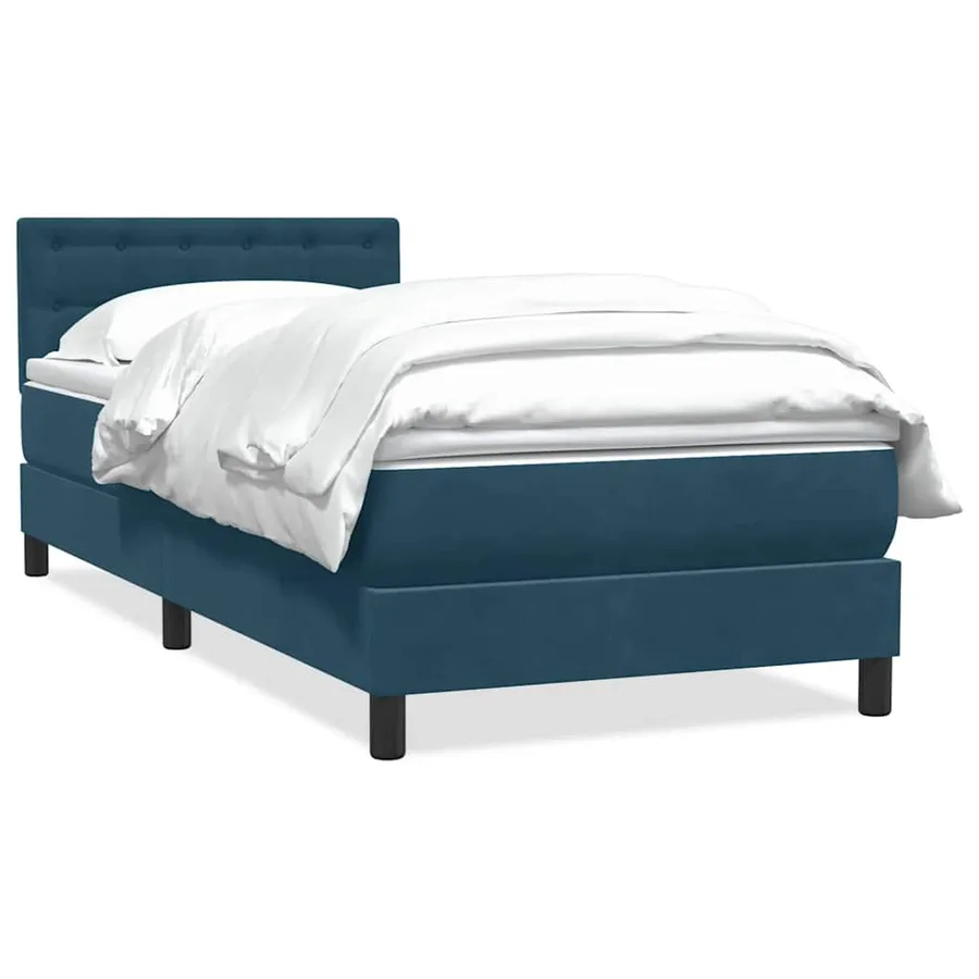 Sommier à lattes de lit et matelas bleu foncé 90x210 cm velours - 2