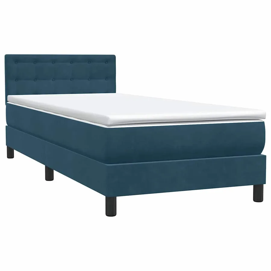 Sommier à lattes de lit et matelas bleu foncé 90x210 cm velours - 4