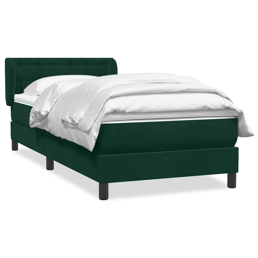 Sommier à lattes de lit et matelas vert foncé 90x210 cm velours - 2