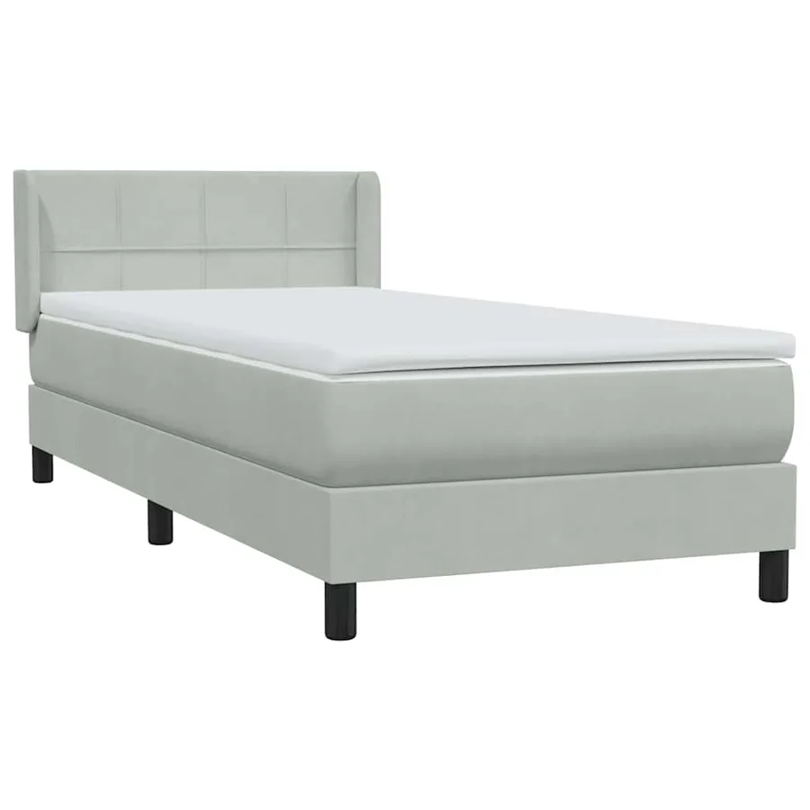 Sommier à lattes de lit et matelas gris clair 80x220 cm velours - 4