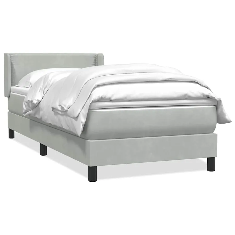 Sommier à lattes de lit et matelas gris clair 80x220 cm velours - 2