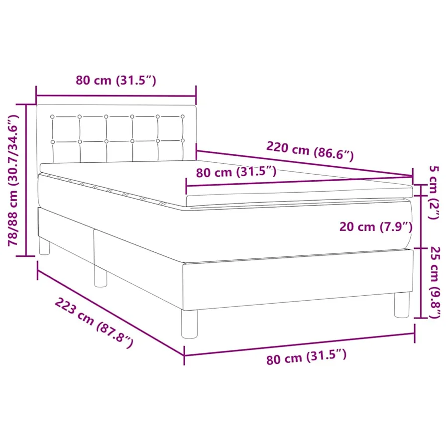 Sommier à lattes de lit et matelas gris clair 80x220 cm velours - 12