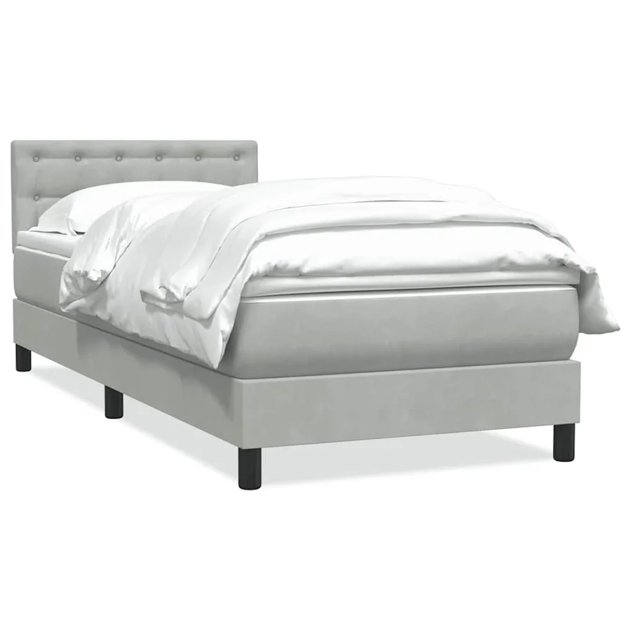 Sommier à lattes de lit et matelas gris clair 80x220 cm velours - 2