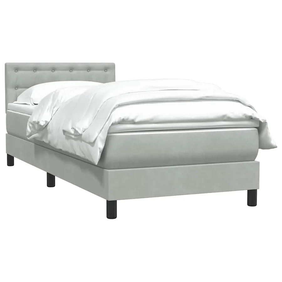 Sommier à lattes de lit et matelas gris clair 80x220 cm velours - 3