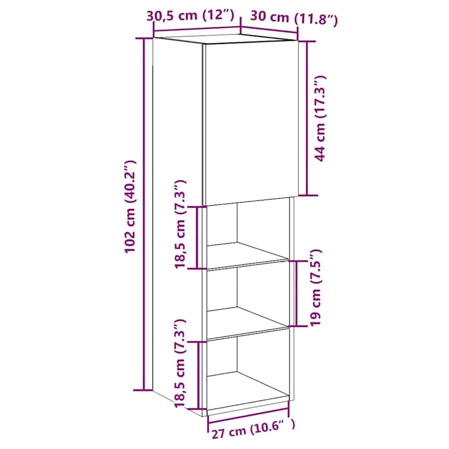 Ensemble meuble TV avec LED 2 pcs Chêne noir 30,5 x 30 x 102 cm - 13
