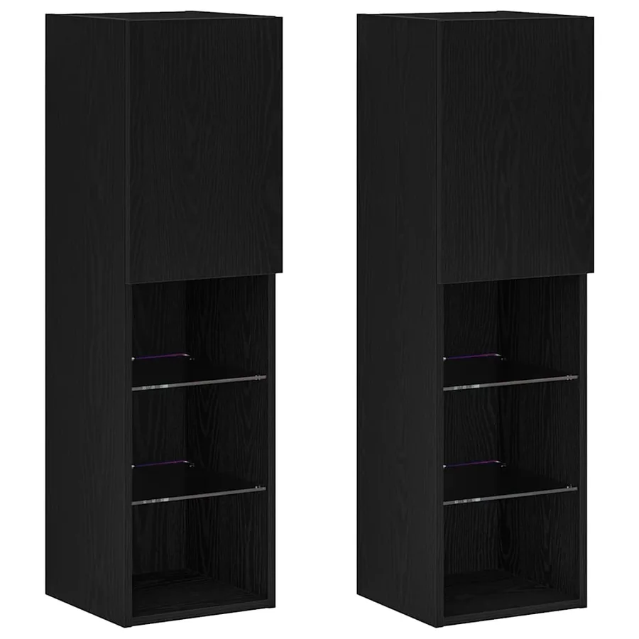 Ensemble meuble TV avec LED 2 pcs Chêne noir 30,5 x 30 x 102 cm - 6