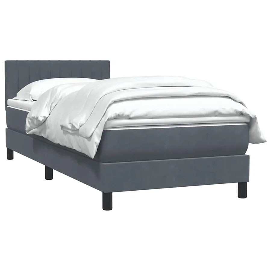 Sommier à lattes de lit et matelas gris foncé 80x210 cm velours - 4