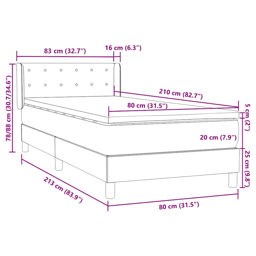 Sommier à lattes de lit et matelas gris foncé 80x210 cm velours - 12