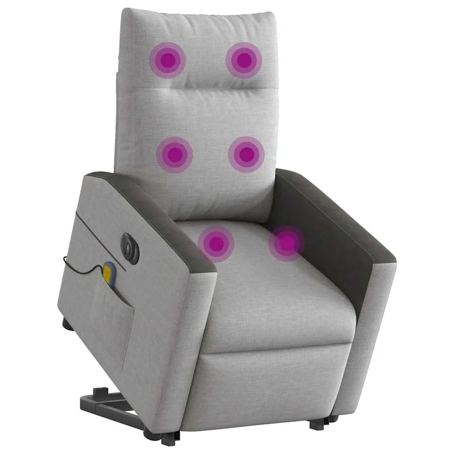 Fauteuil inclinable de massage électrique gris nuage tissu - 2