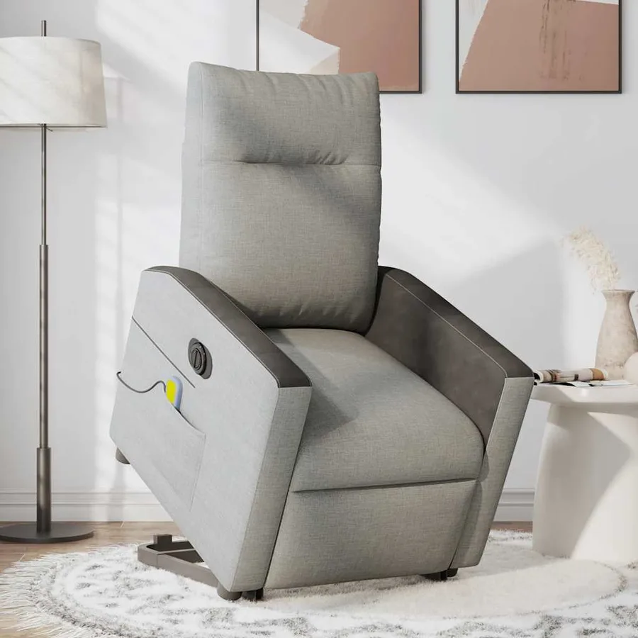 Fauteuil inclinable de massage électrique gris nuage tissu - 3