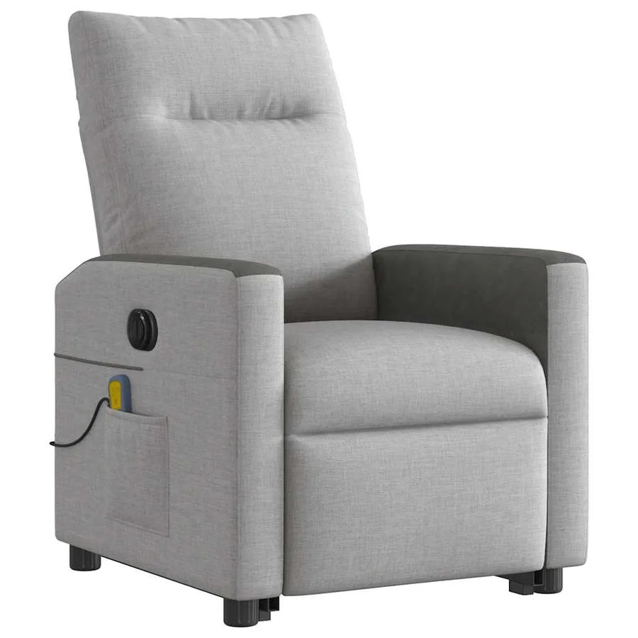 Fauteuil inclinable de massage électrique gris nuage tissu - 4