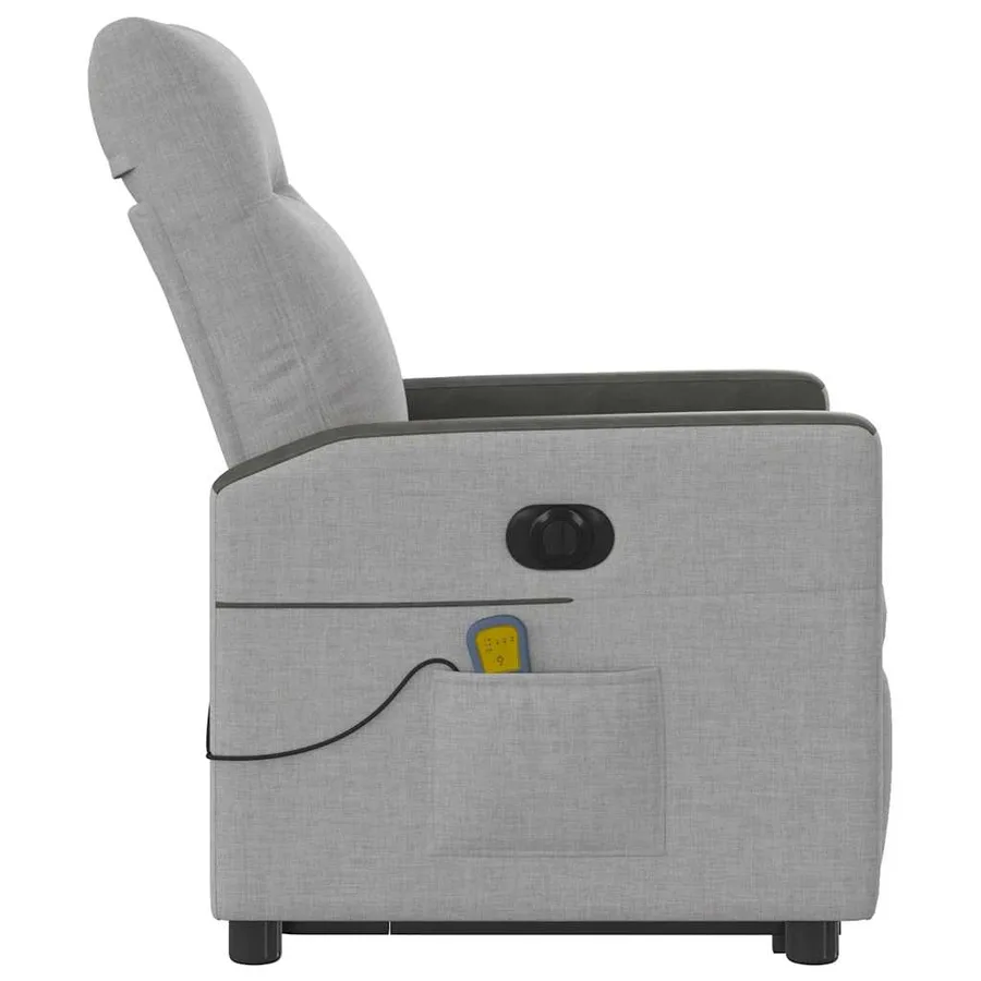 Fauteuil inclinable de massage électrique gris nuage tissu - 6