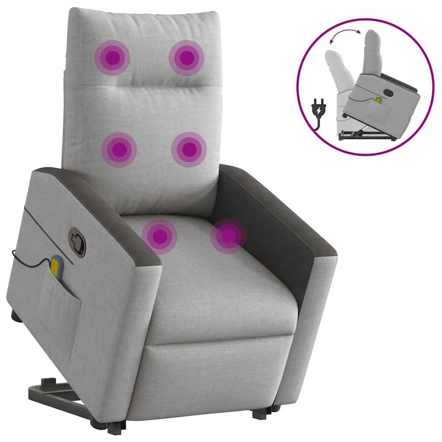 Fauteuil de massage inclinable gris nuage tissu - 2