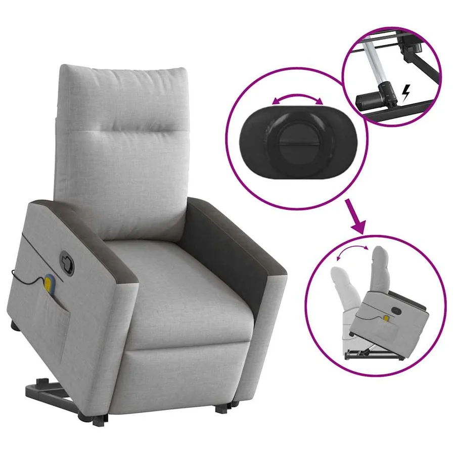 Fauteuil de massage inclinable gris nuage tissu - 9