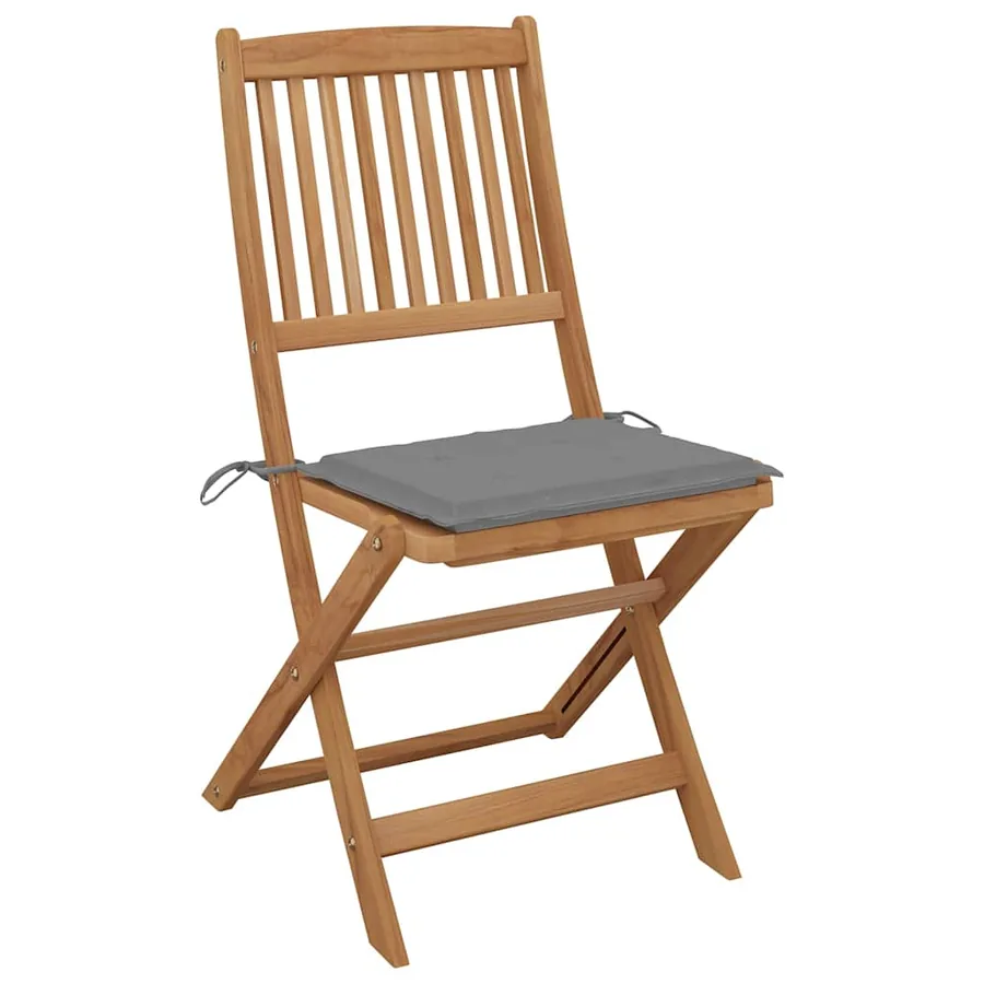 Chaises pliables d'extérieur et coussins lot de 8 Bois d'acacia - 4