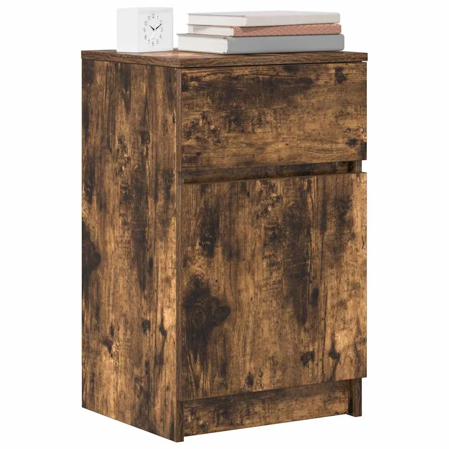 Table de chevet Chêne fumé 39x35x65 cm Bois d'ingénierie - 4