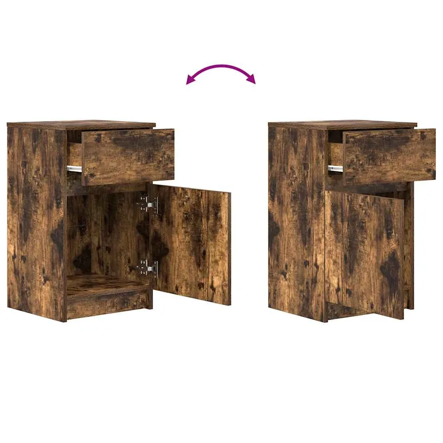 Table de chevet Chêne fumé 39x35x65 cm Bois d'ingénierie - 9