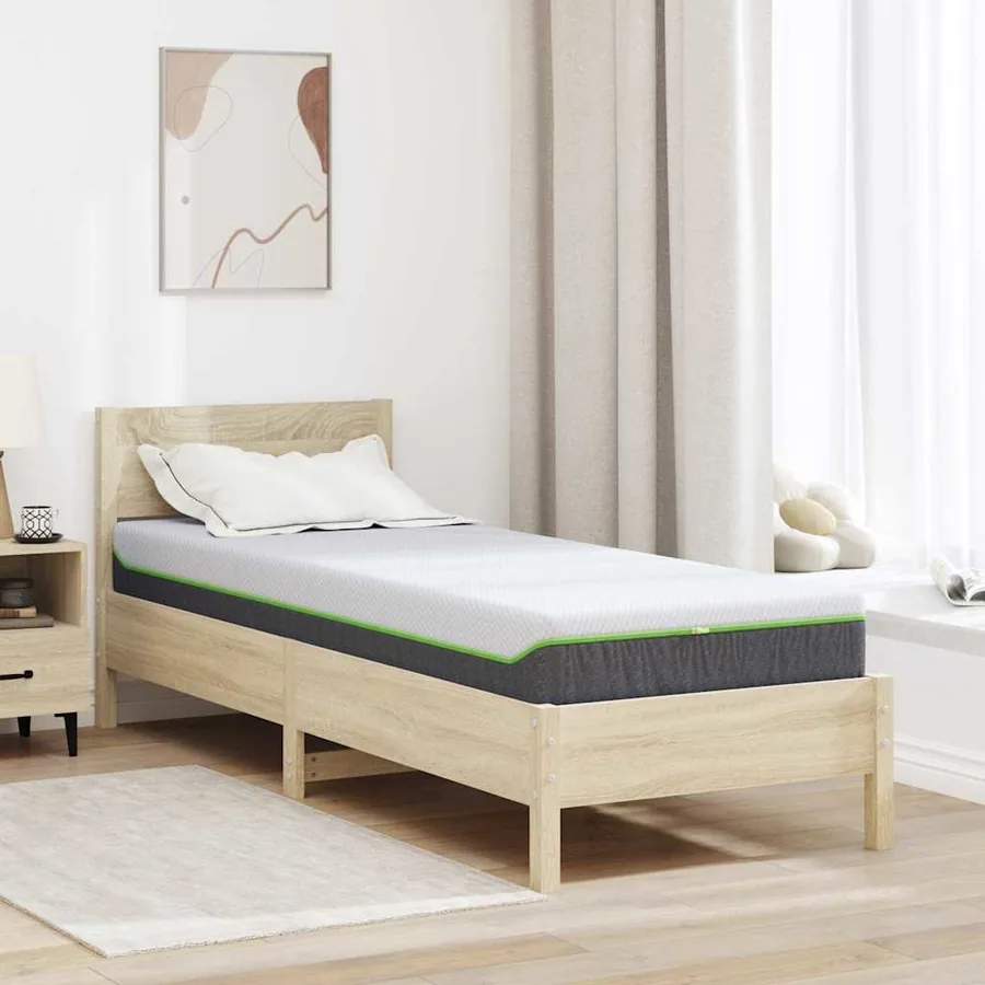 Matelas Blanc et Gris 70 x 200 cm Tissu jacquard