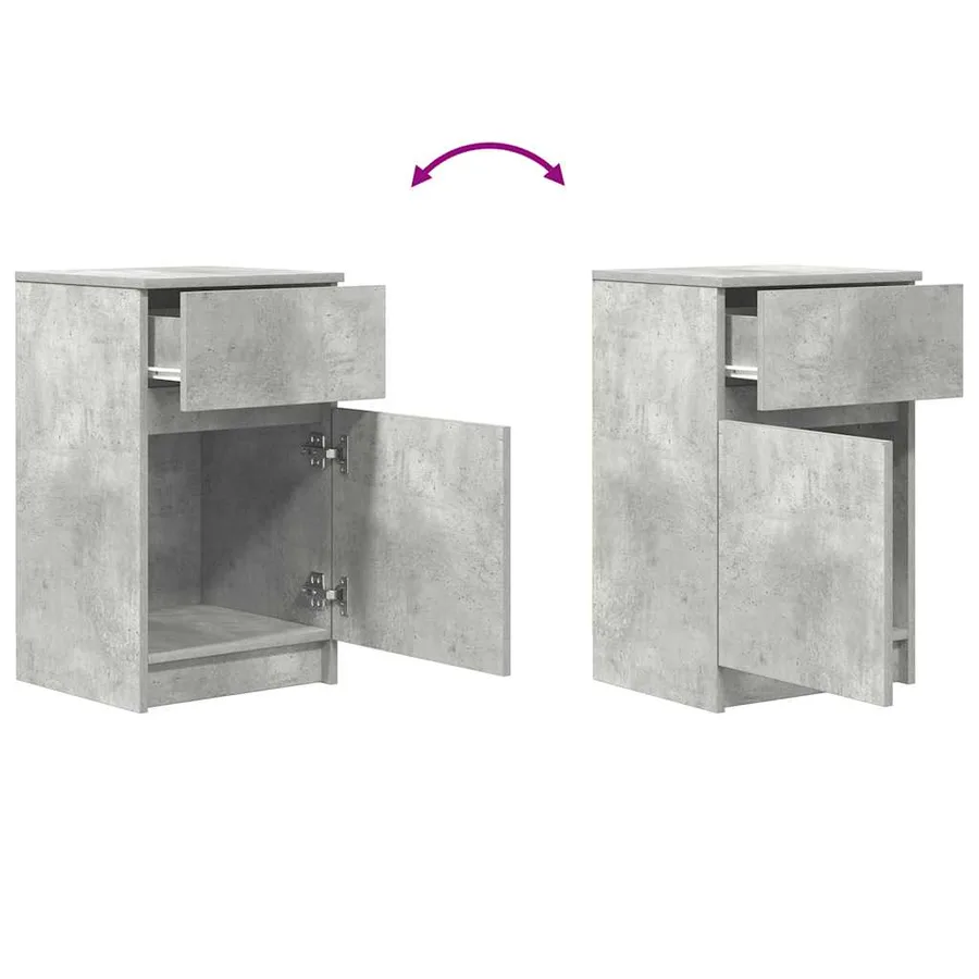 Table de chevet gris béton 39x35x65 cm bois d’ingénierie - 9