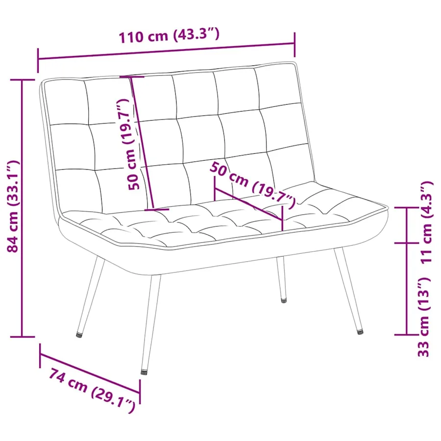 Banc jaune 110x74x84 cm velours - 9