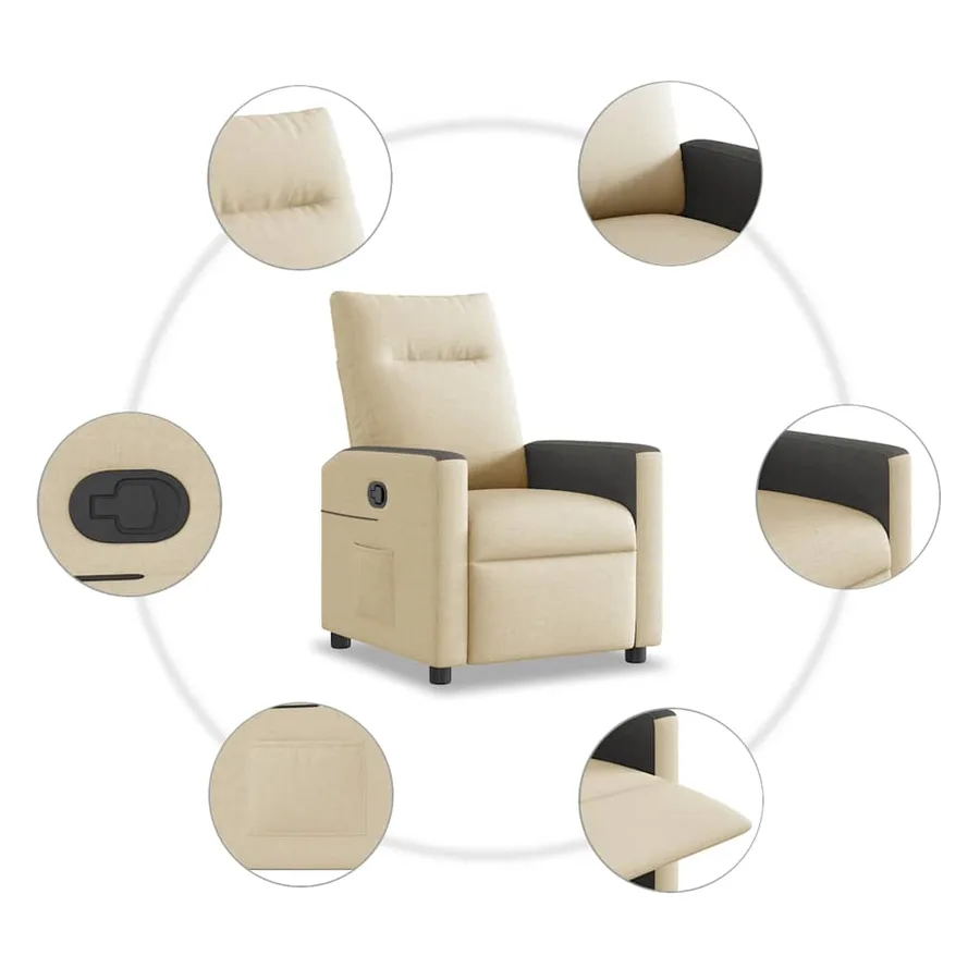 Fauteuil inclinable Crème Tissu - 7