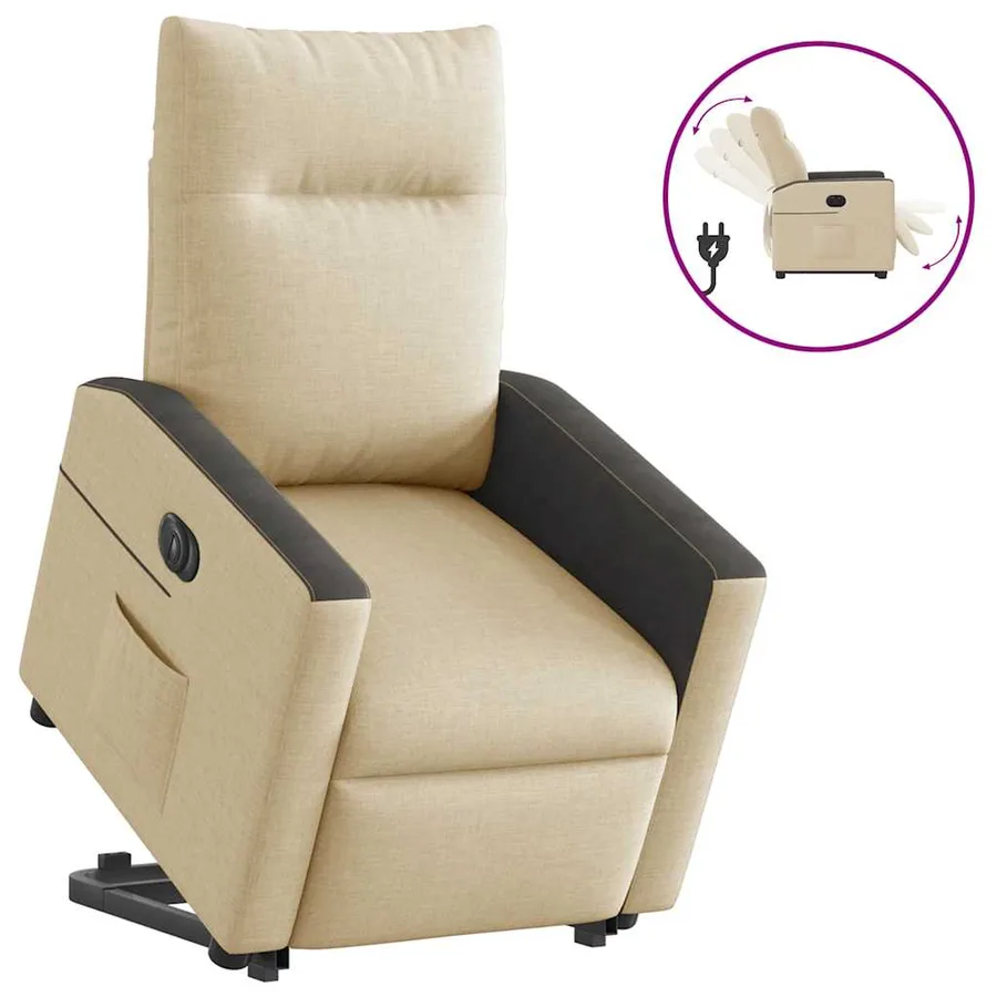 Fauteuil inclinable électrique crème tissu - 2
